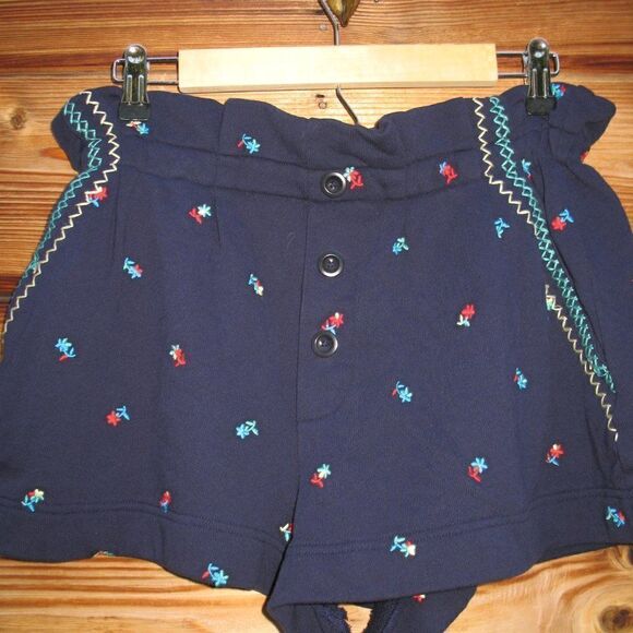 NWT Something Navy Blue Floral Embroidered High Waist Shorts - Picture 4 of 7
